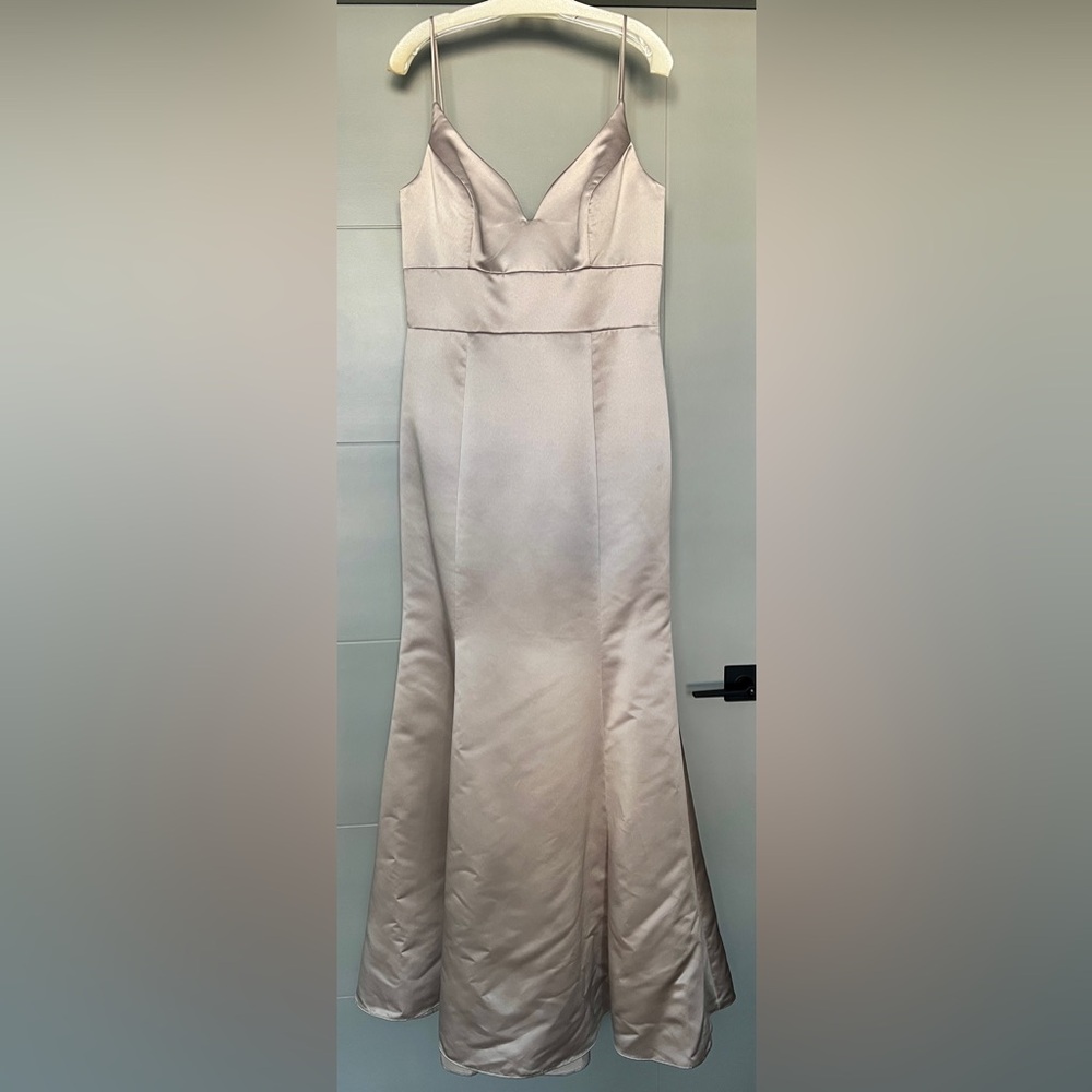 Hayley Paige Occasions Sandstone Silk Mermaid Dress ~ Size 12 ~ NWT